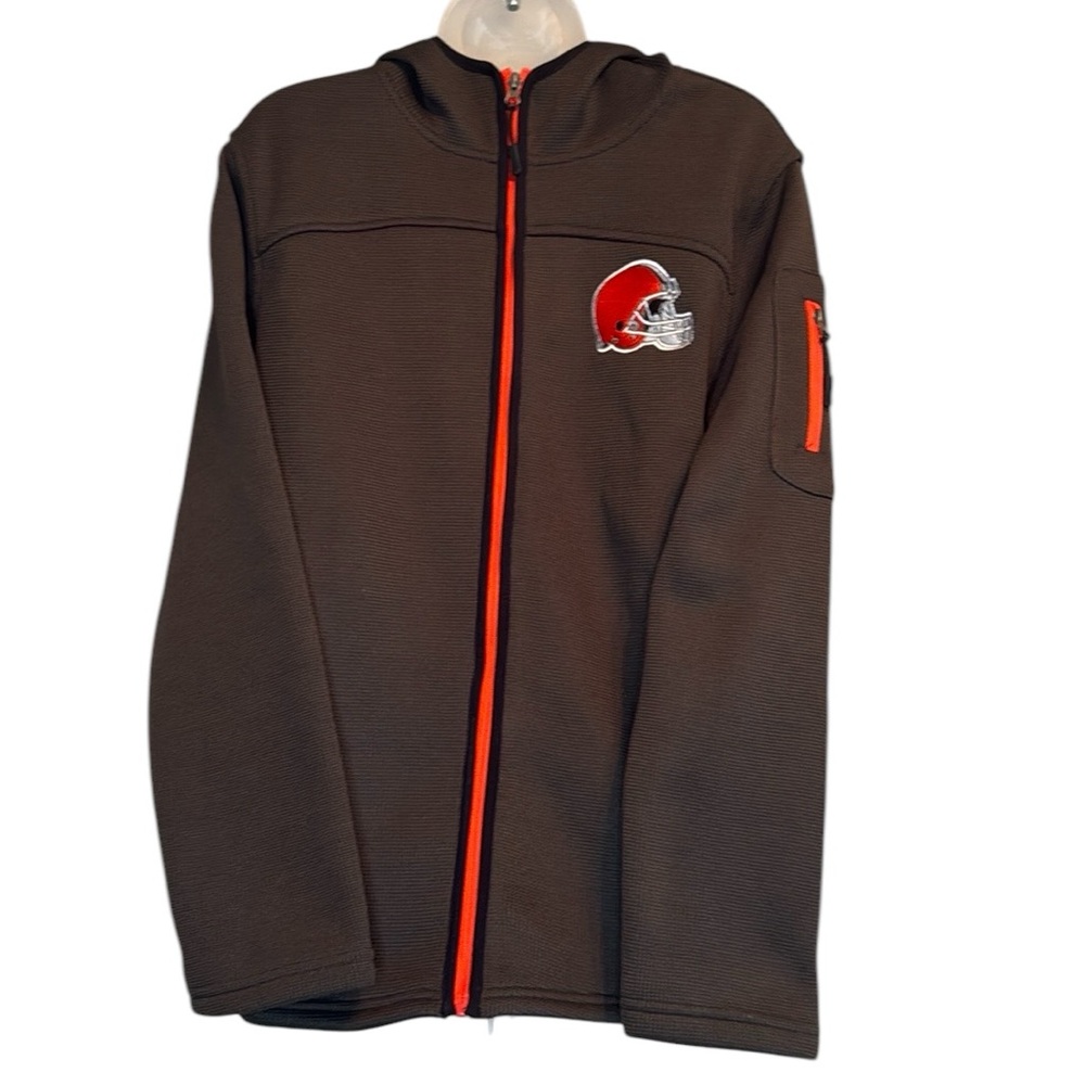 NFL Cleveland Browns men small hoodie waffle fleece full zip up jacket football